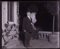 Dr. Alfred R. Castles wearing a plug hat, Los Angeles, 1919