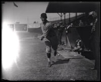 Suds Sutherland, baseball player, at Washington Park, Los Angeles, circa 1924
