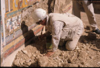 Amenhotep III and Tiyi painting during conservation