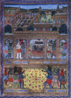 Angada discoursing with Ravana in the court