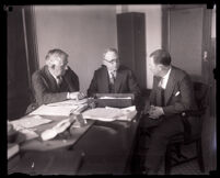 District attorneys Edward Dennison and Asa Keyes with politician Clare Woolwine, Los Angeles, 1922-1929