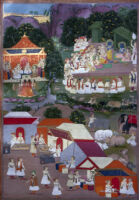 Bharata urging Rama to return to Ayodhya; people awaiting Rama's return