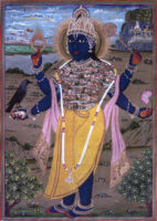 Rama (in Vishnu's form) blessing the crow with his devotion