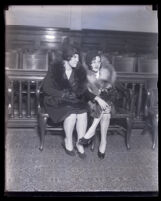 Two women in the courtroom during the Asa Keyes bribery trial, Los Angeles, 1929