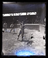 San Francisco Seals catcher Pete Ricci practices at Washington Park. Los Angeles, 1923-1925