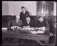 U.S. Senators Porter H. Dale, Gerald P. Nye, and Sam G. Bratton, Los Angeles, 1920s 