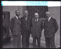 H. Clay Best, Orra E. Monnette, John Wesley Hill, and W. A. Osborne after a Biltmore luncheon, Los Angeles, 1930