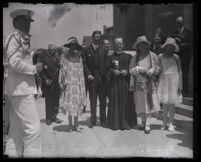 Royal party of Crown Prince Gustav Adolf of Sweden at the Angelica Lutheran Church, Los Angeles, 1926