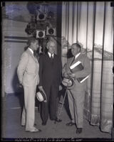 Deputy City Prosecutor Reynolds, Judge T. L. Ambrose, and defense attorney Warren Williams at the Follies Theater, Los Angeles, 1931