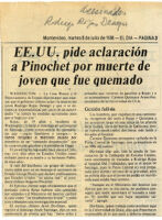 EEUU pide aclaración a Pinochet por muerte de Joven que fue quemado