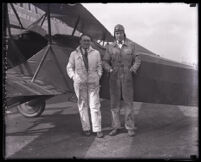 John W. Beretta and Henry B. Du Pont in front of the plane they traveled in from Detroit, Montebello, 1927