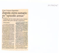 Zepeda cierra sumario en  "episodio armas"