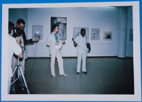 Basil Jones speaking at Thami's exhibition, National Museum and Art Gallery, Gaborone, Botswana, 1980