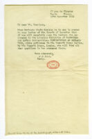 Alice B. Toklas to "My Dear Mr. Harrison," TLS, 30 December 1933