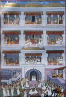 Lakshmana taking leave of Sumitra; Rama, Sita and Lakshmana with Dasharatha