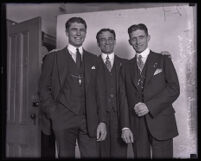 Dr. James W. Brougher standing between his two sons, James and Russell, Los Angeles, 1925