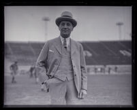 Jock Sutherland, University of Pittsburgh football coach, at the Rose Bowl, Pasadena, 1928-1938