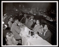 Drs. Vada and John Somerville with others at a club, Los Angeles, 1950s-1960s
