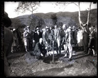 Field Marshal Viscount Allenby, the Viscountess, and Dudley S. Corbett gathered at the Arboretum of Los Angeles County, Arcadia, 1928