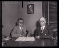 Former district attorney Asa Keyes with deputy state parole officer Lewis, Los Angeles, 1931