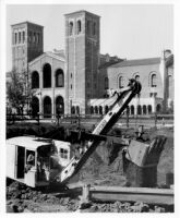 Physics-Biology Building addition under construction with Royce Hall in background, 1932