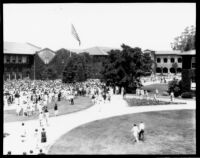 Vermont Avenue campus - Student union rally on Main Quad, 1929