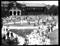 Vermont Avenue campus - Student union rally on Main Quad, 1929