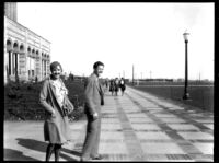 Registration - Mary Ellen Hohiesel and another student on the Esplanade, 1930