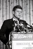 Senator John F. Kennedy speaks at the Biltmore Hotel during 1960 Democratic Convention in Los Angeles, CA