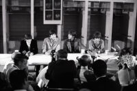 The Beatles at a press conference in Washington D.C. during 1966 American tour