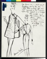 Cashin's illustrations of at-home wear designs, with swatches and blurbs. f03-21