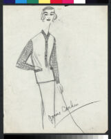 Cashin's illustrations of knit ensembles with leather for Guttman Bros and Sills and Co. f09-03