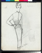 Cashin's illustrations of knit ensembles with leather for Guttman Bros and Sills and Co. f09-04