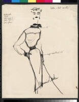 Cashin's illustrations of knit ensembles with leather for Guttman Bros and Sills and Co. f09-11