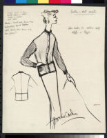 Cashin's illustrations of knit ensembles with leather for Guttman Bros and Sills and Co. f09-12
