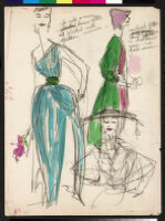 Cashin's illustrations of pleated silk dress designs. f04-02