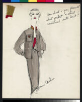 Cashin's hand-painted illustrations of ensembles featuring black and white / gray Forstmann wool. f07-05