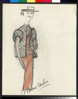 Cashin's hand-painted illustrations of ensembles featuring brown Forstmann wool. f12-06