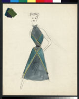 Cashin's illustrations of ensembles featuring turquoise Forstmann wool. f13-01