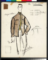 Cashin's illustration of men's sweater design for Forstmann wool, titled "The Suburban." f07-01
