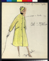 Cashin's illustrations of coat designs for Norman Zeiler, with swatches. f02-03