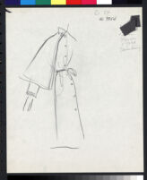 Cashin's pencil illustrations of rainwear designs, including hats. b077_f08-18