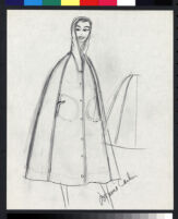 Cashin's pencil illustrations of rainwear designs, including hats. b077_f08-03