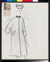 Cashin's pencil illustrations of rainwear designs, including hats. b077_f08-05