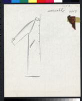 Cashin's pencil illustrations of rainwear designs, including hats. b077_f08-17