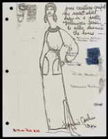 Copies of Cashin's loungewear design illustrations for Evelyn Pearson, with swatches. b033_f03-24