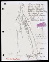 Copies of Cashin's loungewear design illustrations for Evelyn Pearson, with swatches. b033_f03-25