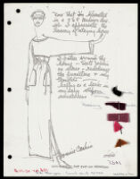 Copies of Cashin's loungewear design illustrations for Evelyn Pearson, with swatches. b033_f03-02