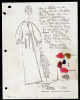 Copies of Cashin's loungewear design illustrations for Evelyn Pearson, with swatches. b033_f03-01
