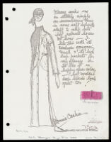 Copies of Cashin's loungewear design illustrations for Evelyn Pearson, with swatches. b033_f03-03
